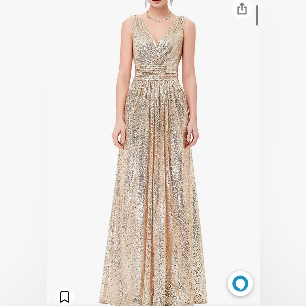 Gold Sequin Sleeveless Bridesmaid dress